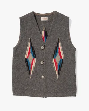 US Vintage Chimayo Vest, Grey with Red and Blue Accents