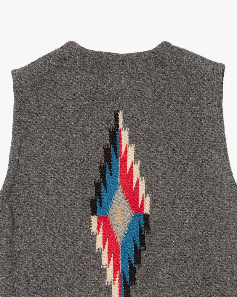 US Vintage Chimayo Vest, Grey with Red and Blue Accents