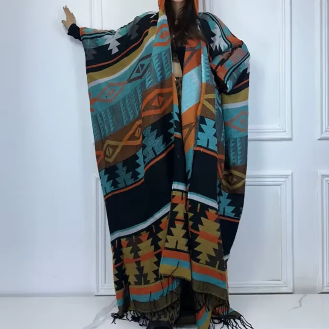 Vintage Nomad Hooded Wool Kimono