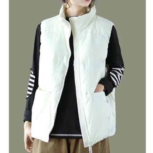 Wenkouban-Winter outfits Christmas Casual Thick Zipper Down Vest Coat