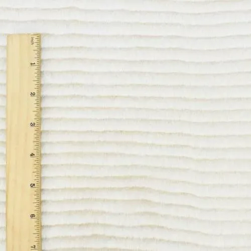 Whisper Beige Stripe Faux Fur Knit Fabric