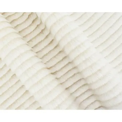 Whisper Beige Stripe Faux Fur Knit Fabric