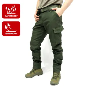 Wind-Waterproof Khaki Softshell Pants - Fleece Inside