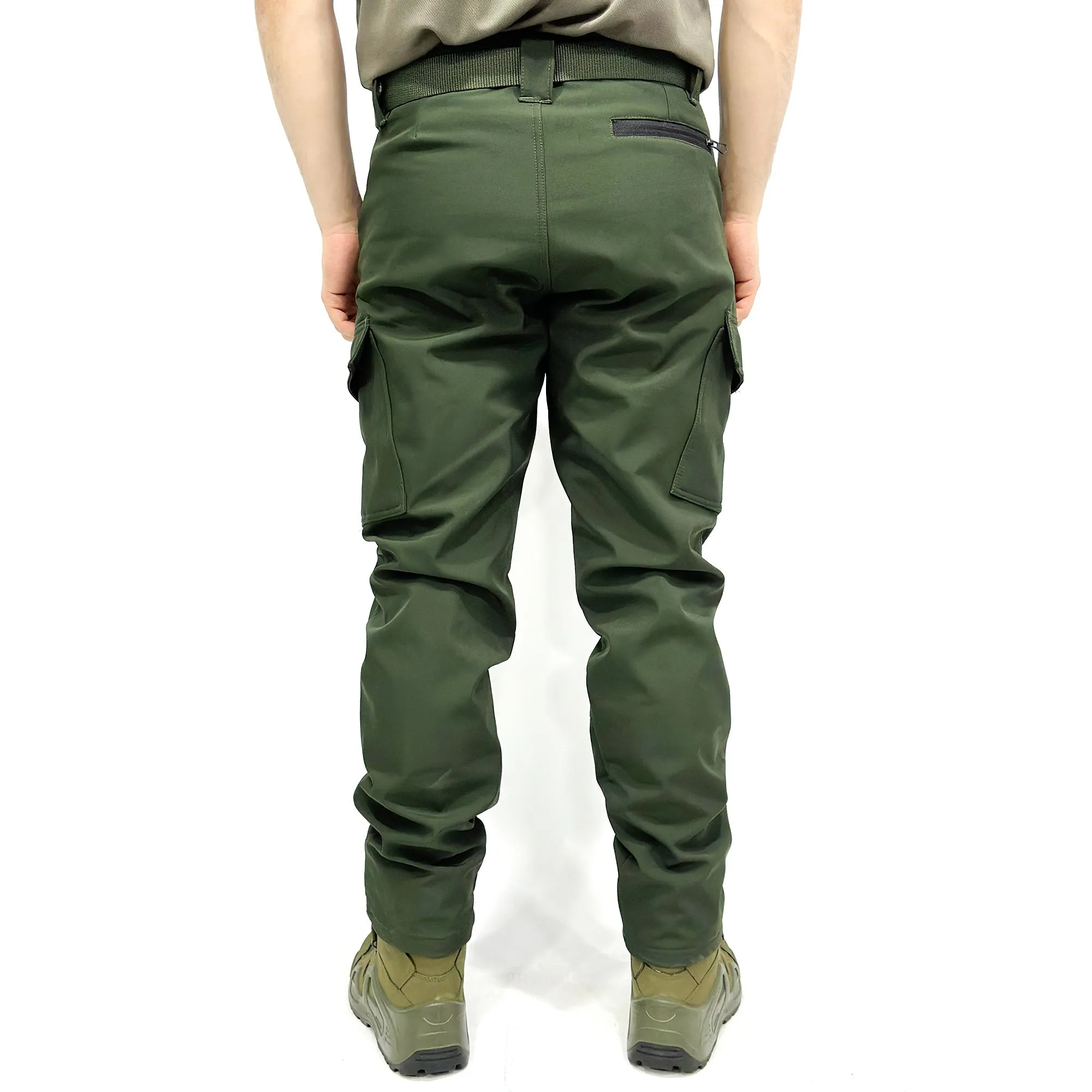 Wind-Waterproof Khaki Softshell Pants - Fleece Inside