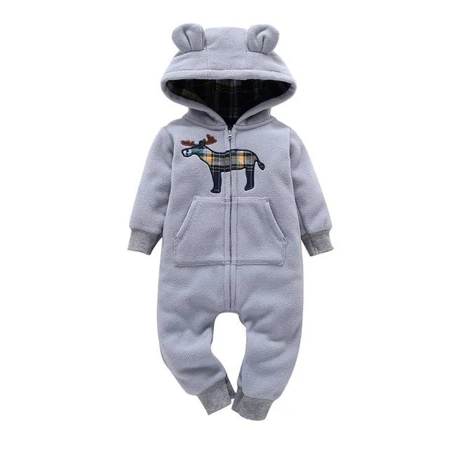 Winter Fur Baby Romper hoodies kids clothing