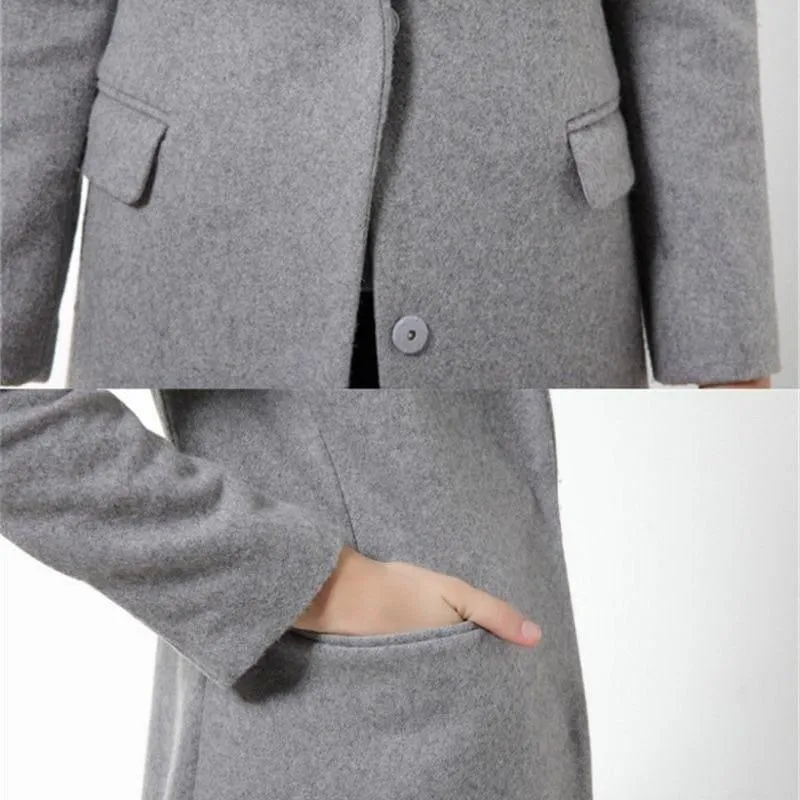 Winter Woolen Long Cashmere Coat