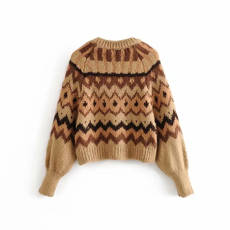 Women Casual O neck Printed Sweater Winter