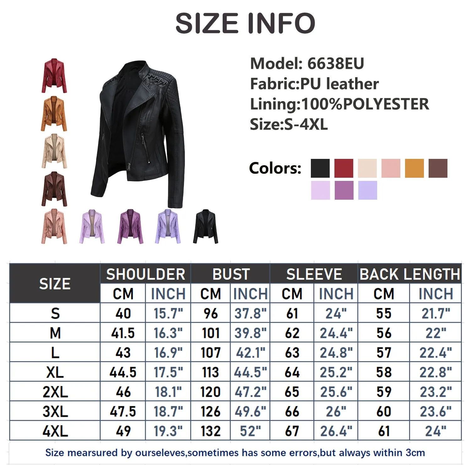 Women Fashion Lace-up Leather Jacket Slim Fit Spring Autumn Zipper Jacket - WJK2572