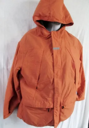 Womens LAND'S END Ski Snowboard Winter JACKET Coat ORANGE L 14-16 Hood