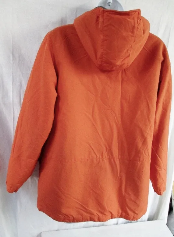 Womens LAND'S END Ski Snowboard Winter JACKET Coat ORANGE L 14-16 Hood