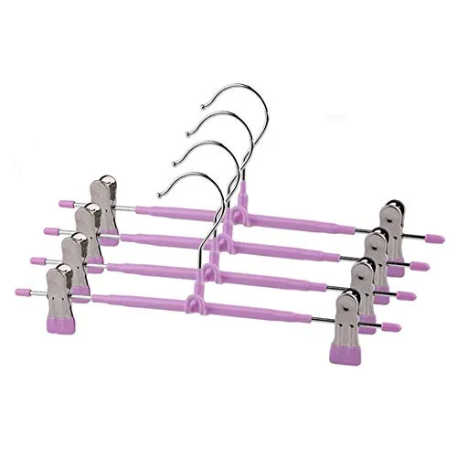 Xyijia Hanger (20 Pcs/Lot Colorful Strong Metal Pants Skirt Slack Hangers with Clips, Pink Blue Non Slip PVC Trousers Hanger